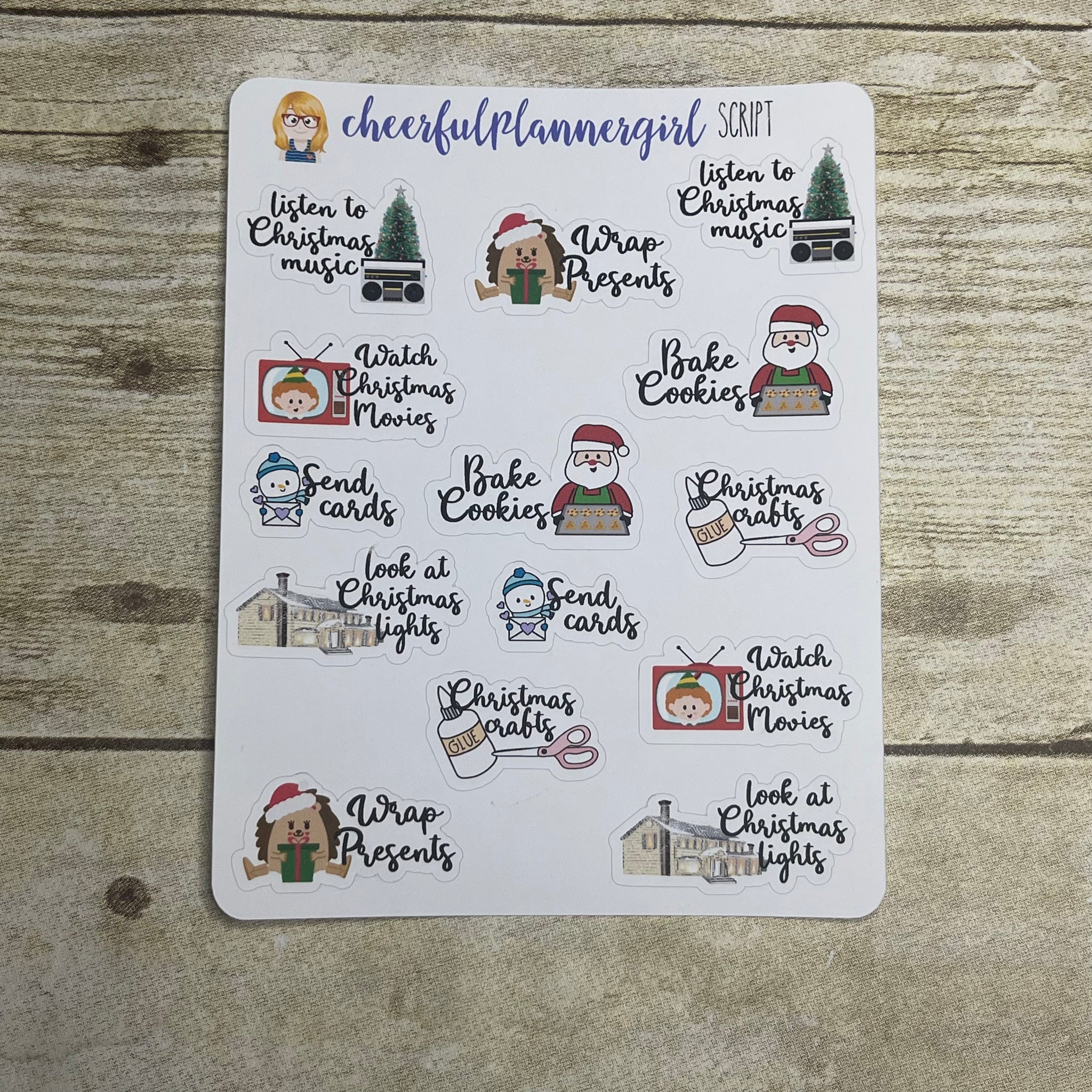 Christmas Bucket List Cursive Script Planner Stickers