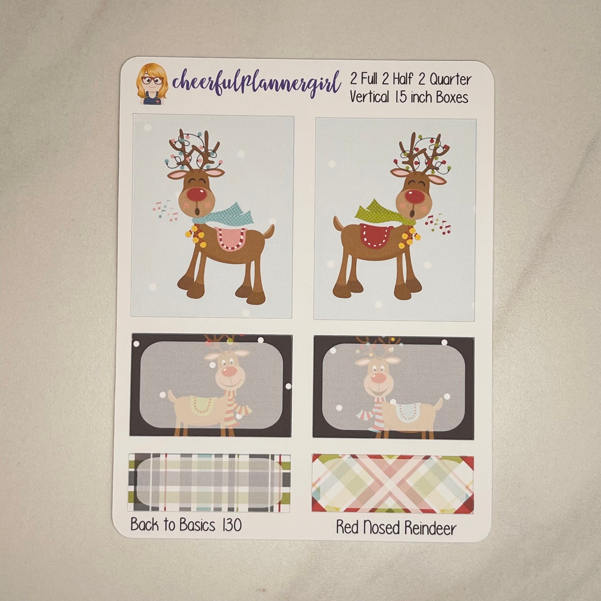 Red Nosed Reindeer Planner Stickers Christmas Back to Basics