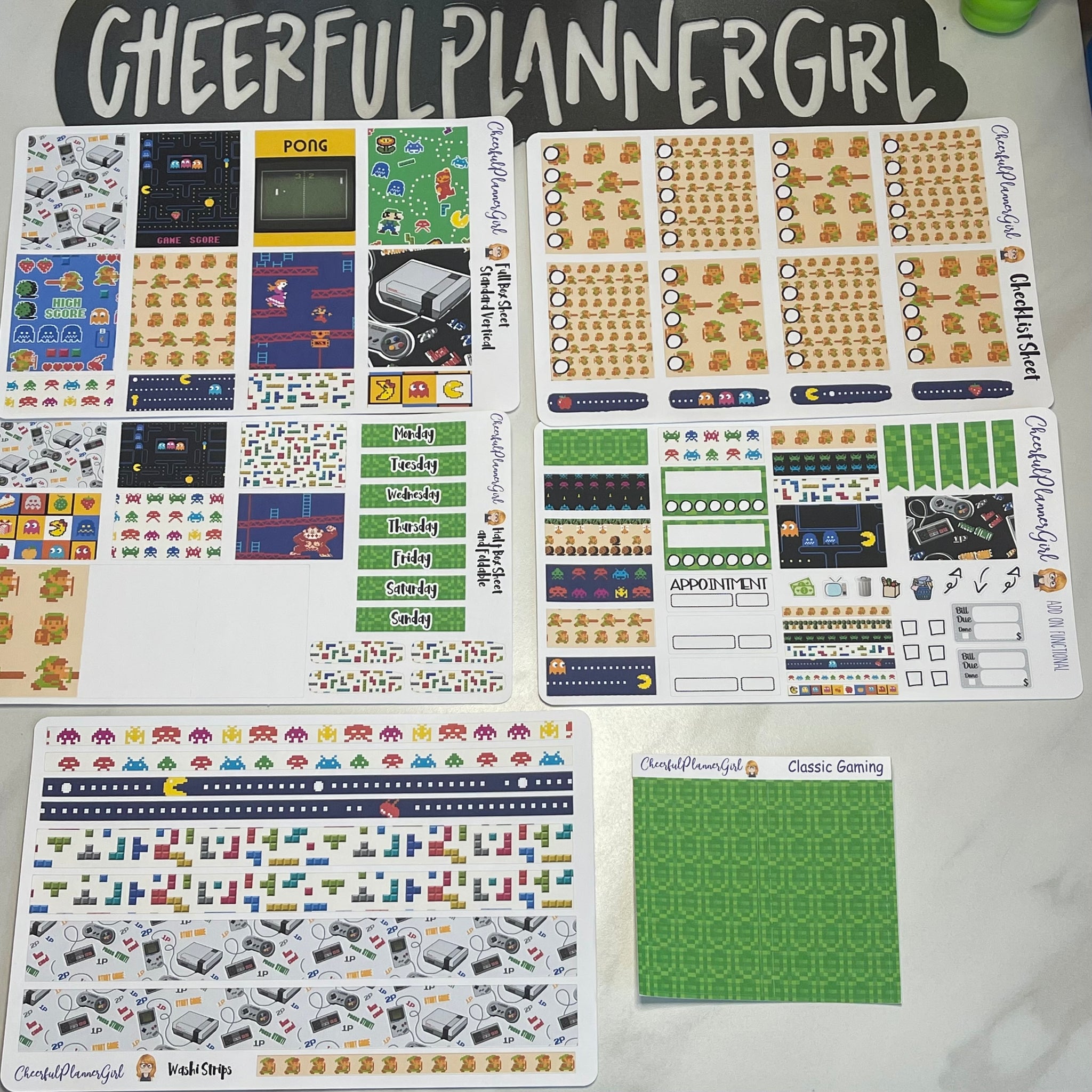 Classic Gaming Standard Vertical Full Kit Weekly Layout Planner Stickers