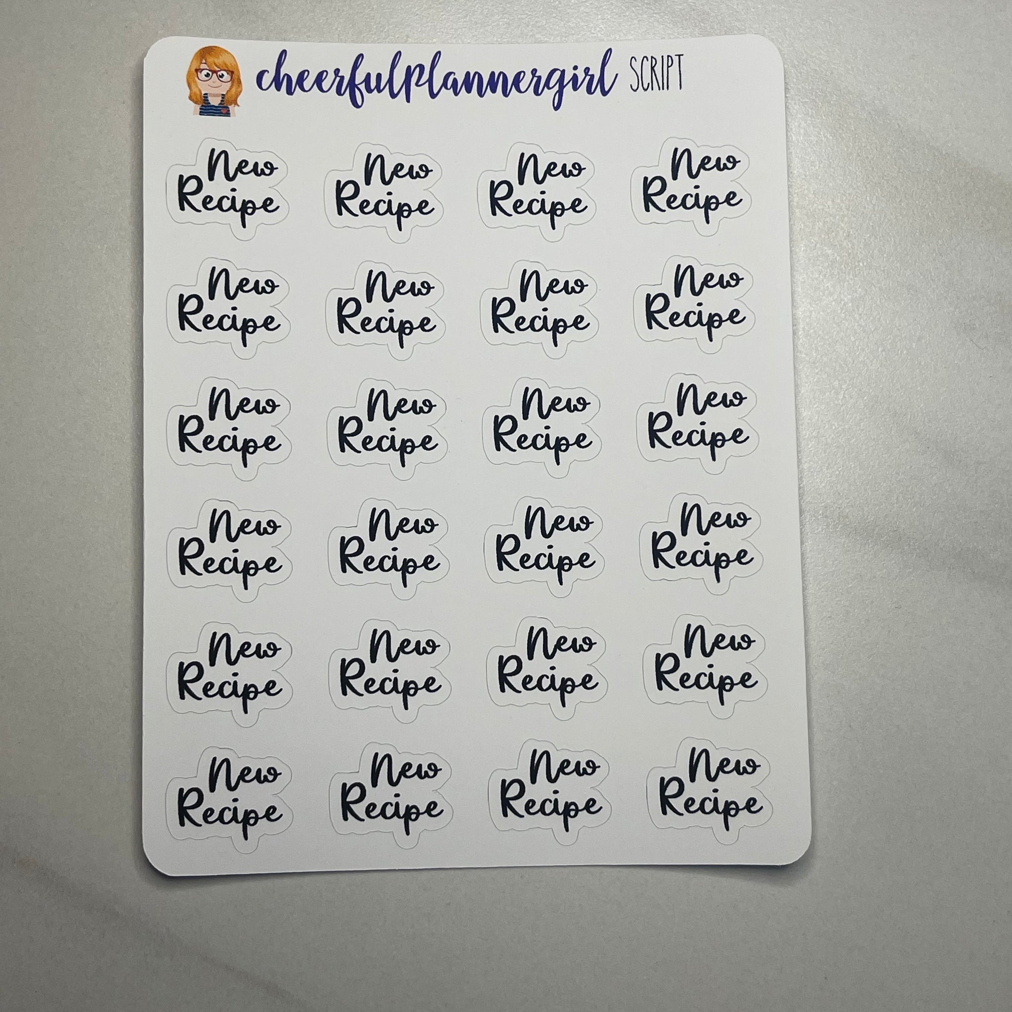 New Recipe Cursive Script Planner Stickers