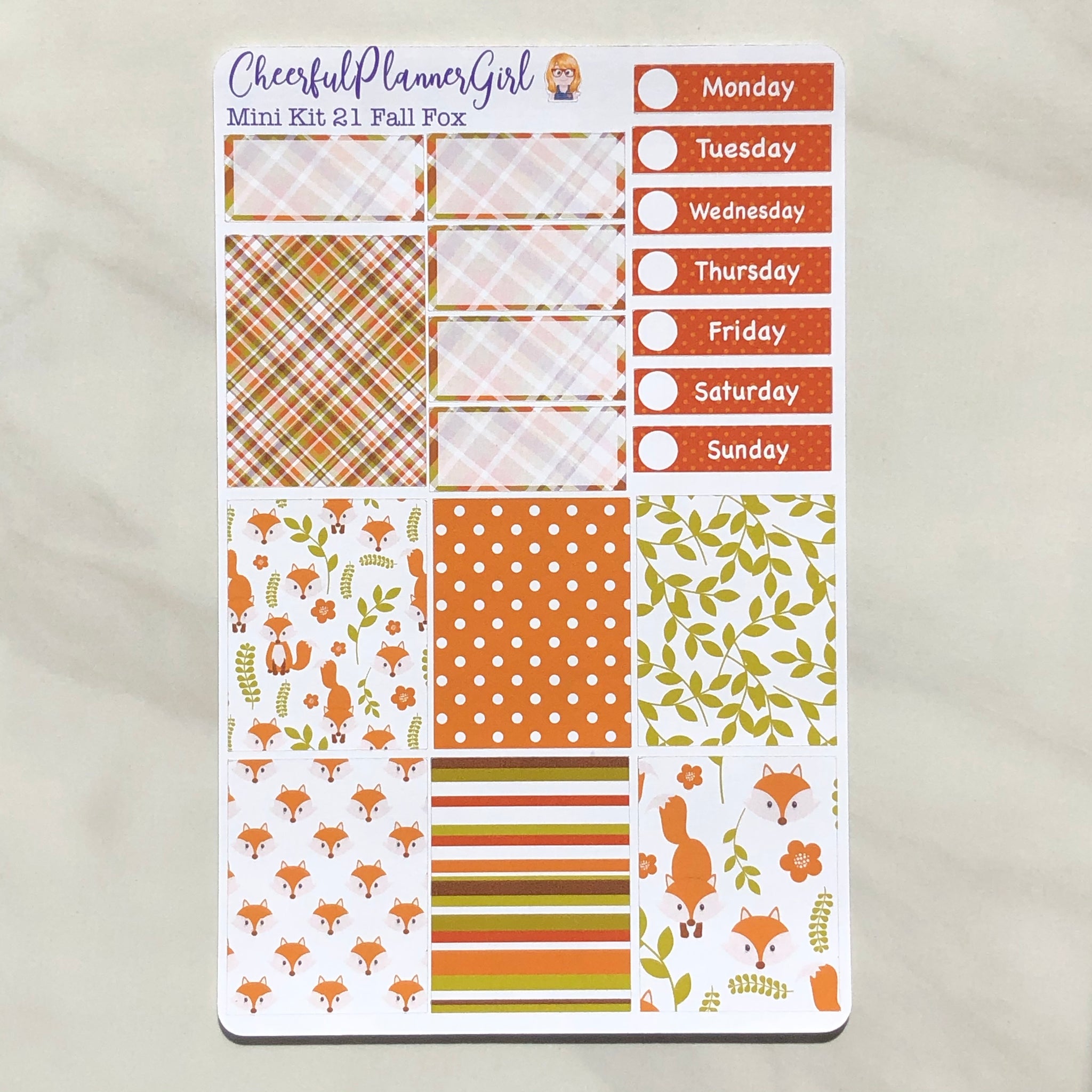 Fall Fox Mini Kit Weekly Layout Planner Stickers