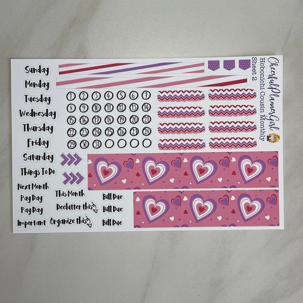 Happy Valentines Monthly Kit For Hobonichi Cousin Hobo Techo