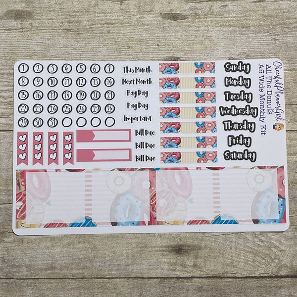 All The Donuts Monthly Layout Kit for A5 Wide Planners