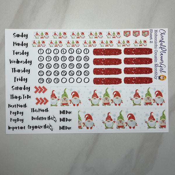 Christmas Gnomes Monthly Kit For Hobonichi Cousin Hobo Techo