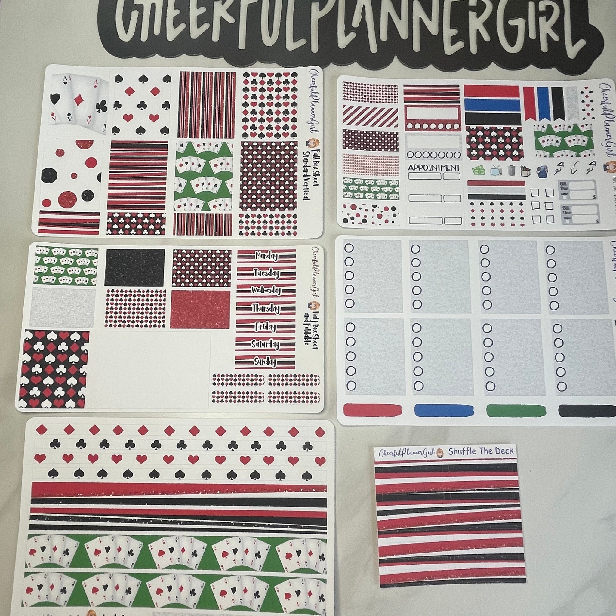 Shuffle The Deck Standard Vertical Full Kit Weekly Layout Planner Stickers