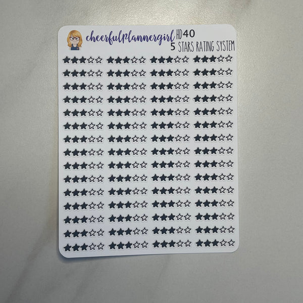 5 Five Stars Rating Tracker Hand Drawn Planner Stickers Book Review