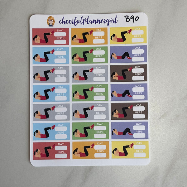 Mini Fitness Ab Crunches Exercise Tracker Planner Stickers