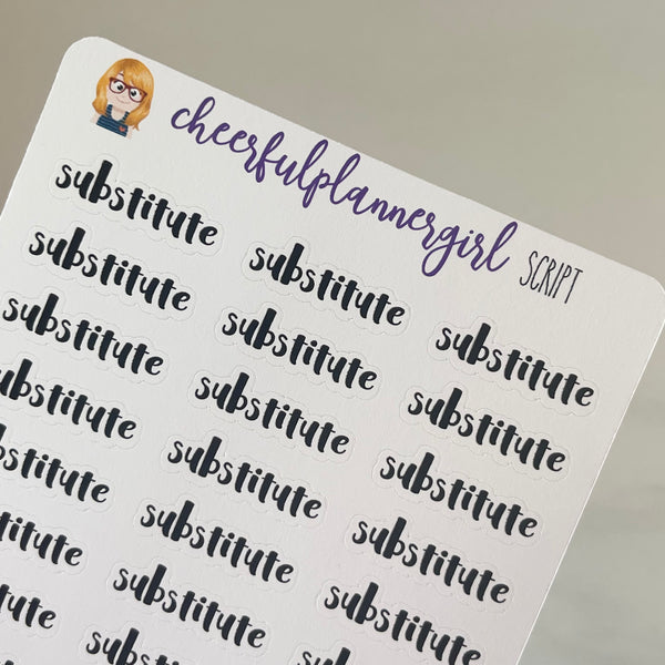 Substitute Script Planner Stickers