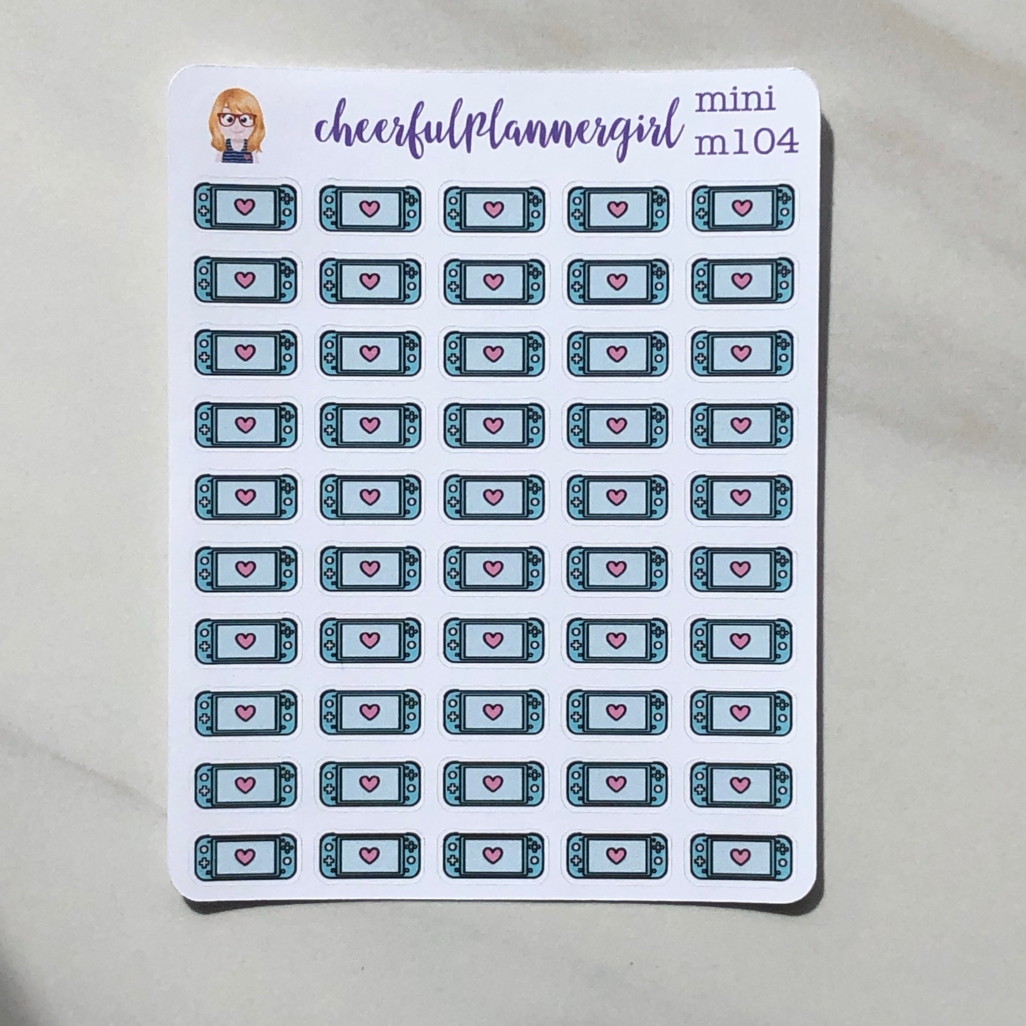 Teal Handheld Switch Planner Stickers