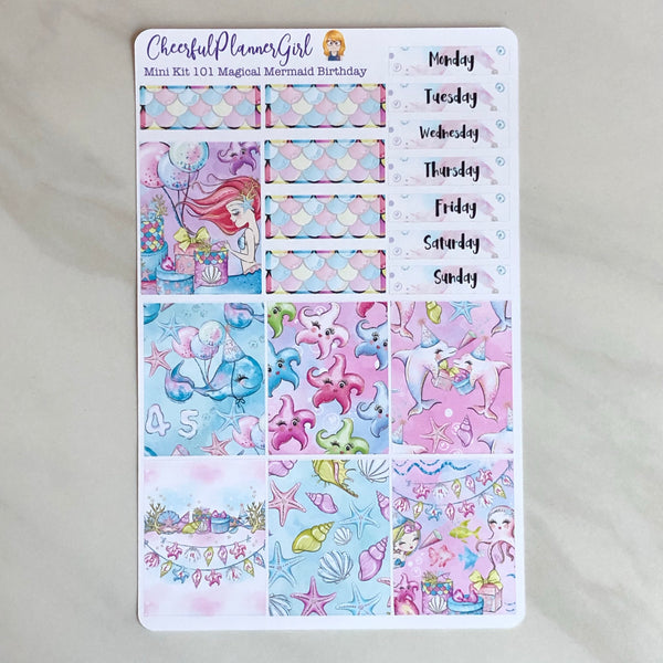 Magical Mermaid Birthday Mini Kit Weekly Layout Planner Stickers