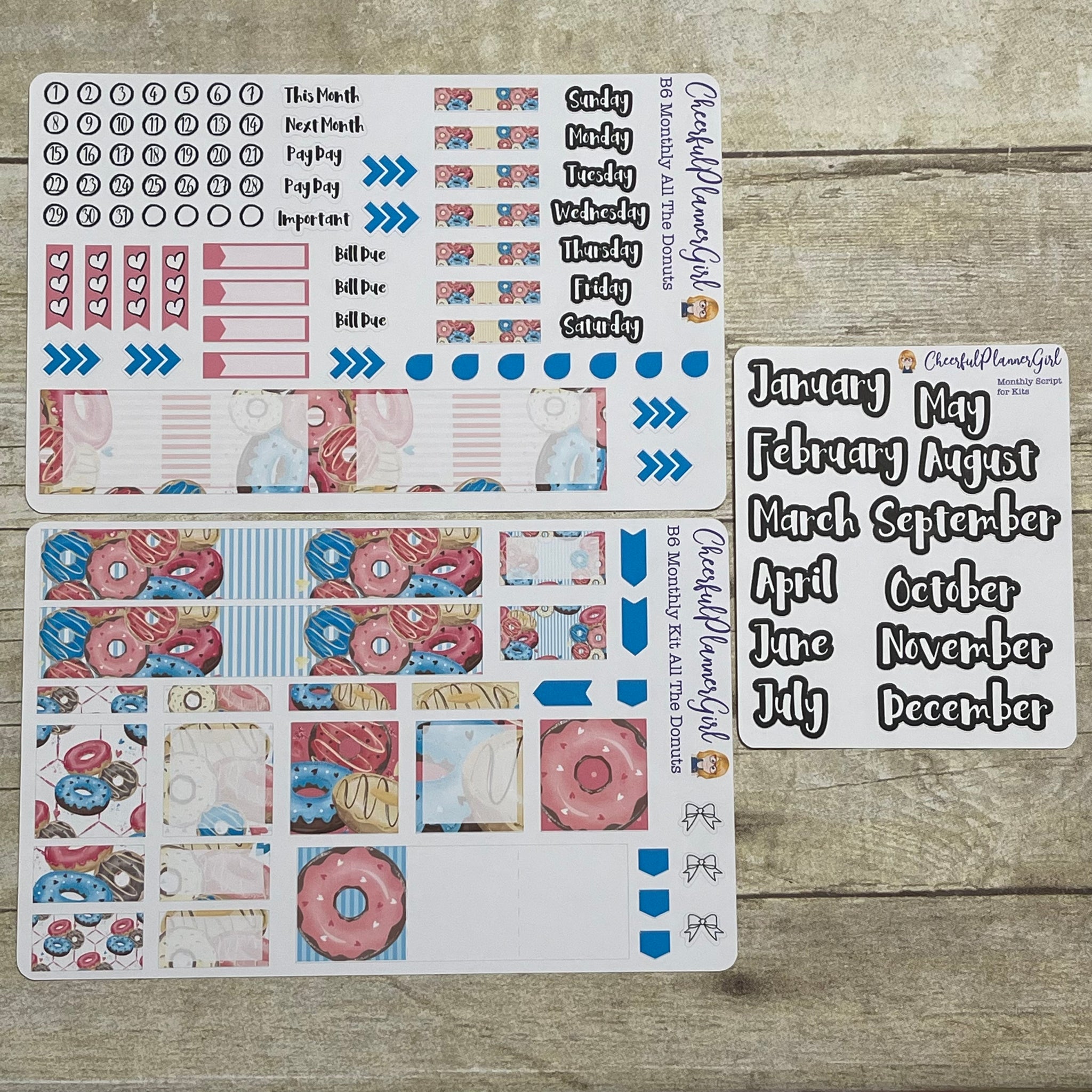 All The Donuts Monthly Layout Kit for B6 Planners