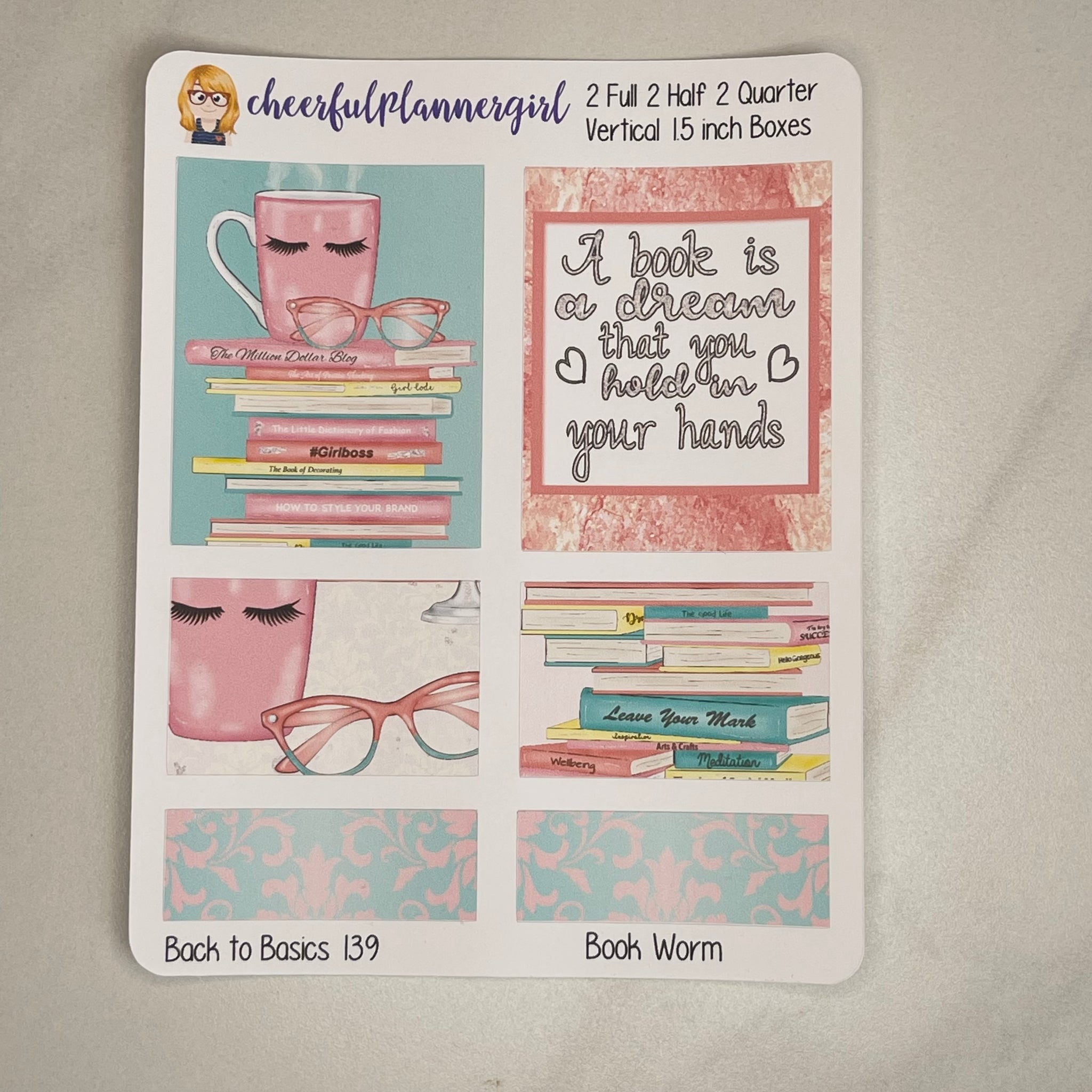 Book Worm Planner Stickers Back to Basics