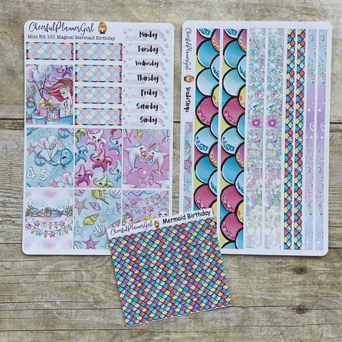 Magical Mermaid Birthday Mini Kit Weekly Layout Planner Stickers