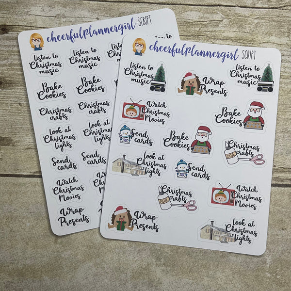 Christmas Bucket List Cursive Script Planner Stickers