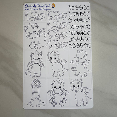Color Me Dragons Mini Kit Weekly Layout Planner Stickers