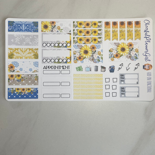 Sunflower Love Standard Vertical Full Kit Weekly Layout Planner Stickers