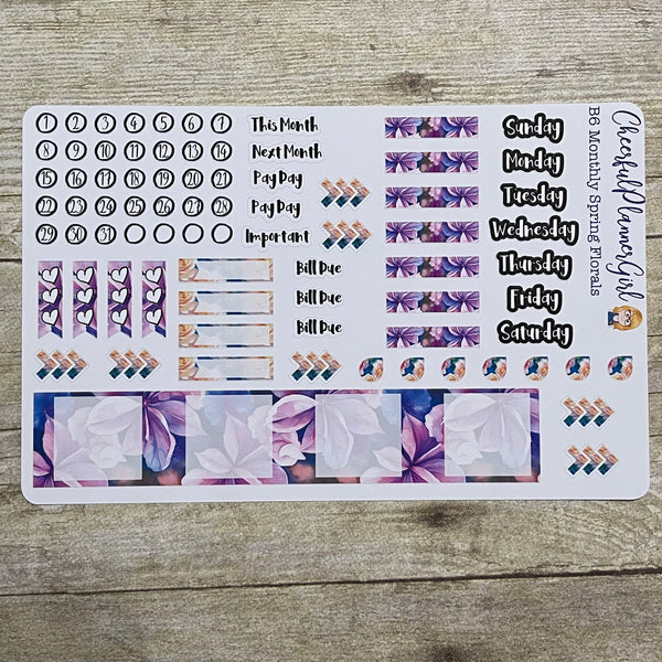 Spring Florals Monthly Layout Kit for B6 Planners