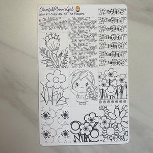 Color Me All The Flowers Mini Kit Weekly Layout Planner Stickers