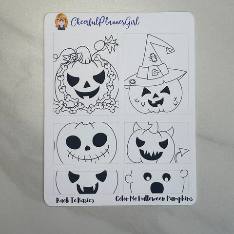 Color Me Halloween Pumpkins Planner Stickers Back to Basics