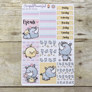 Friends Chick and Rhino Mini Kit Weekly Layout Planner Stickers