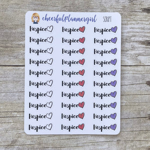 Hospice Script with Hand Drawn Heart Planner Stickers