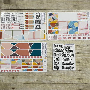 Geo Retro Monthly Layout Kit for A5 Wide Planners