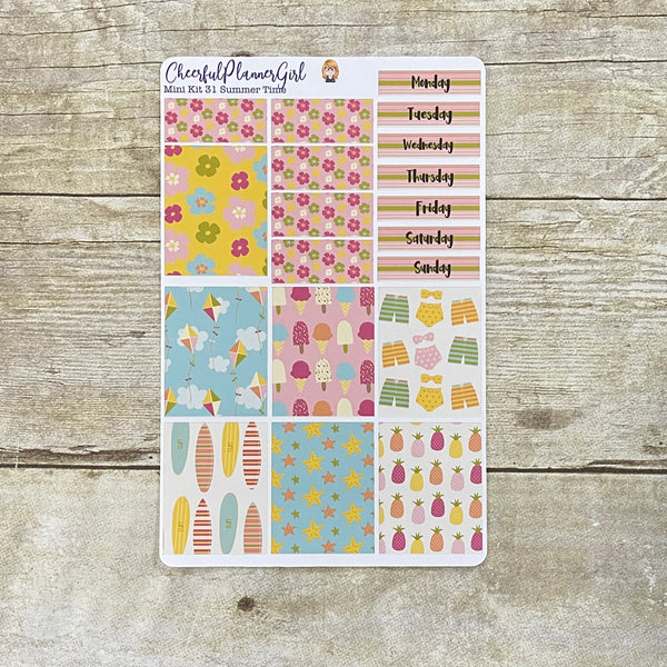 Summer Time Mini Kit Weekly Layout Planner Stickers