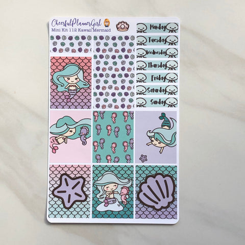 Kawaii Mermaid Mini Kit Weekly Layout Planner Stickers