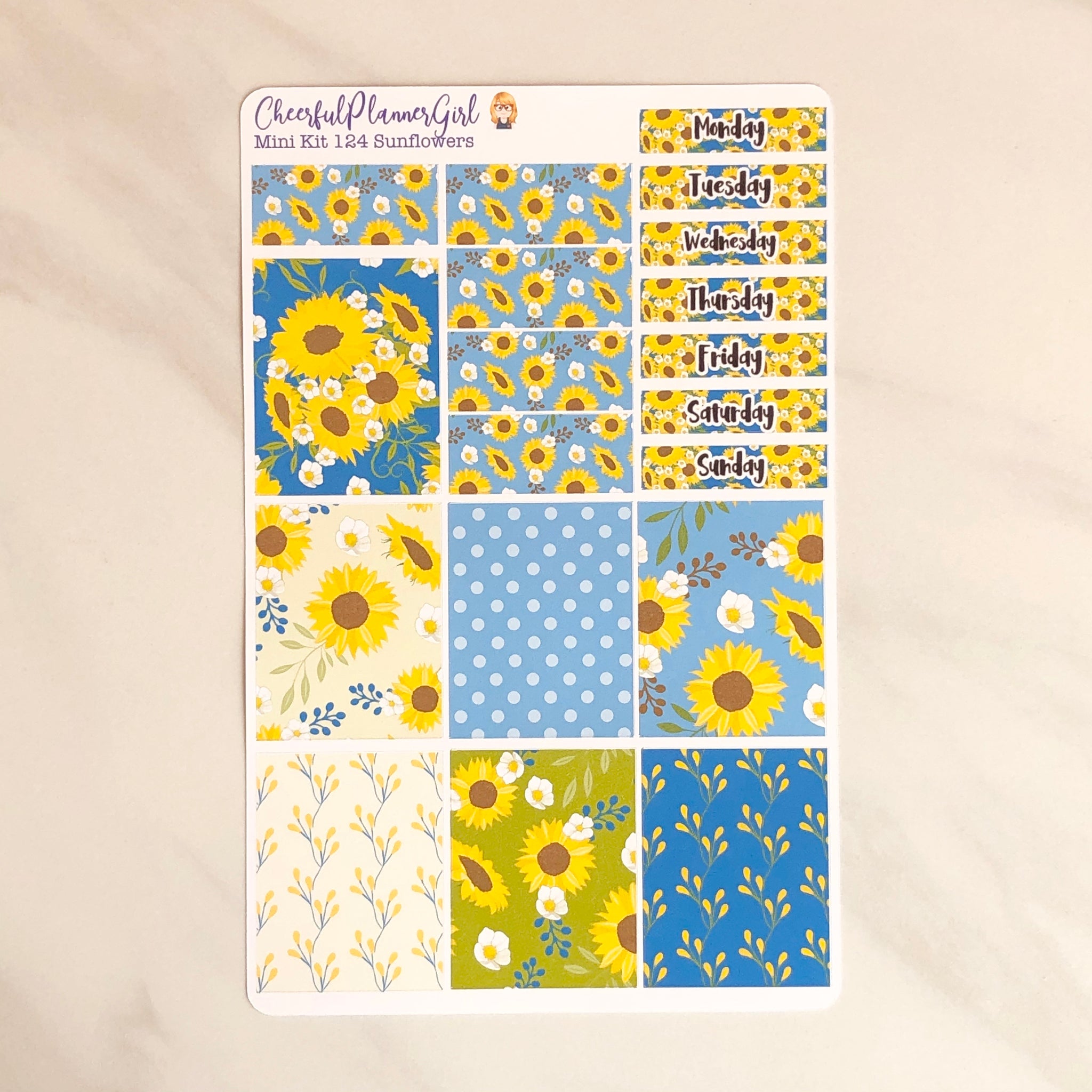 Sunflowers Mini Kit Weekly Layout Planner Stickers