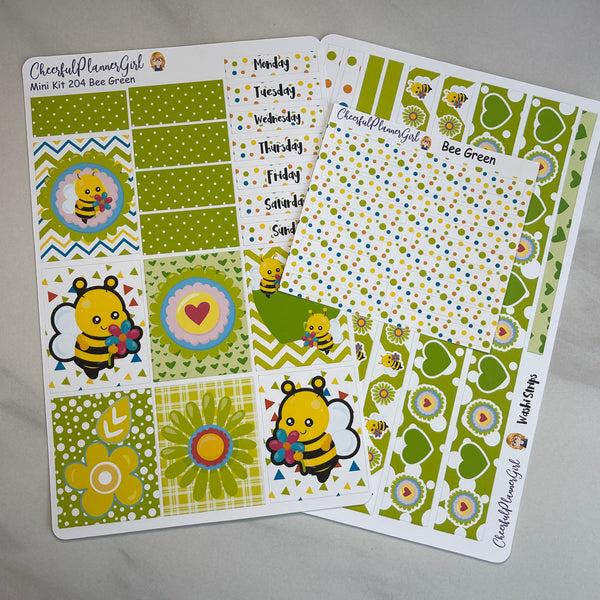 Bee Green Mini Kit Weekly Layout Planner Stickers