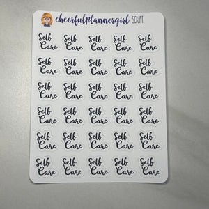 Self Care Cursive Script Planner Stickers
