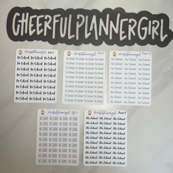 No School Script Planner Stickers