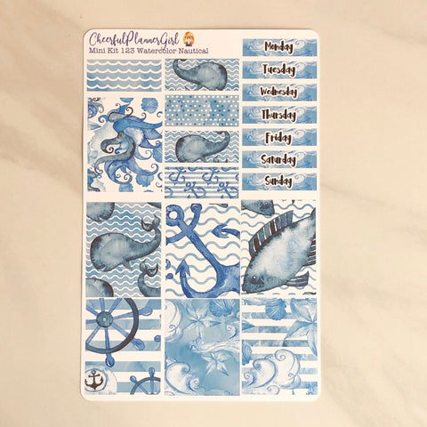 Watercolor Nautical Mini Kit Weekly Layout Planner Stickers