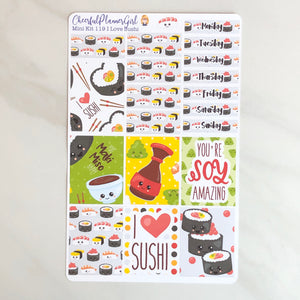 I Love Sushi Mini Kit Weekly Layout Planner Stickers