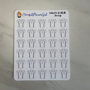 Color Me Football Jerseys Planner Stickers