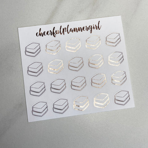 Rose Gold Foiled Double Stack of Books Planner Stickers