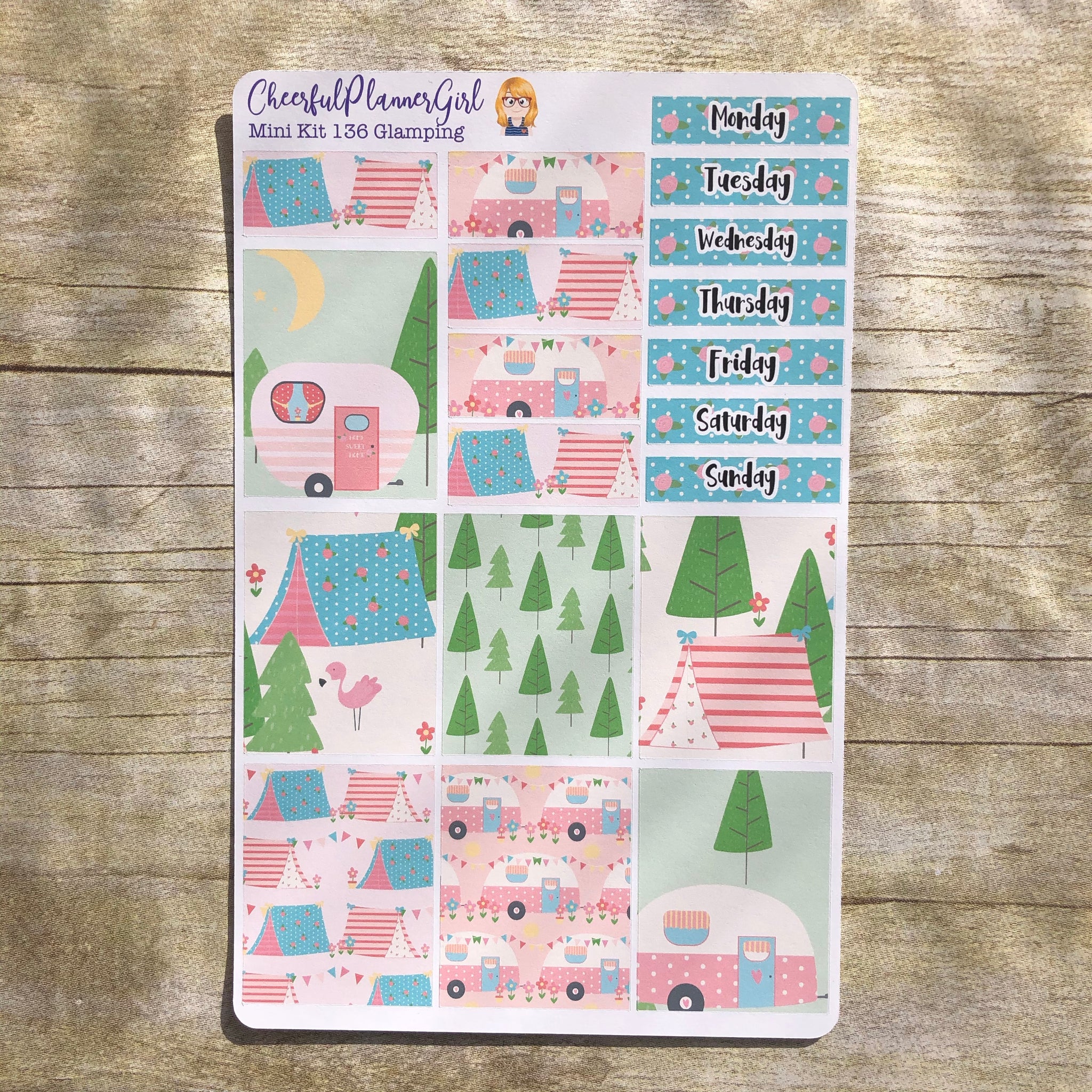 Glamping Mini Kit Weekly Layout Planner Stickers