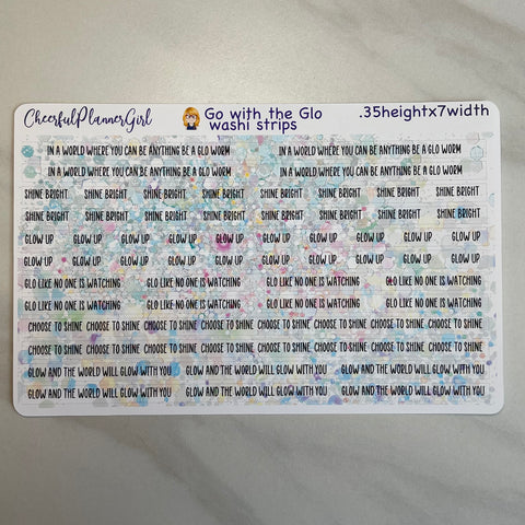 Go with the Glo Washi Strips Script Planner Stickers
