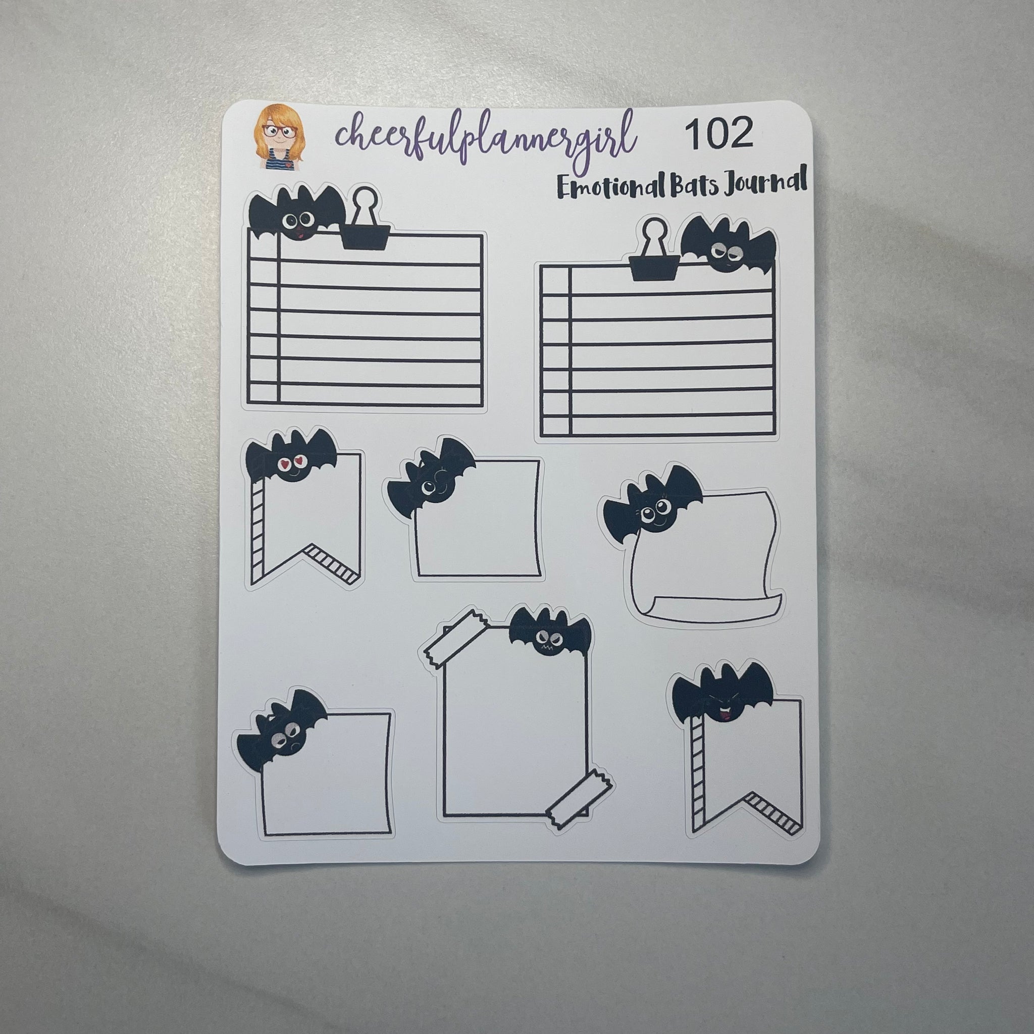 Emotional Bats Journal Sheet Planner Stickers Hand Drawn Shop Exclusive Fall Halloween