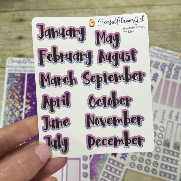 Purple Holo Monthly Layout Kit for Penny Pages B6 Planner