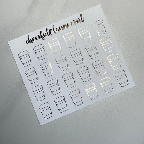 Rose Gold Foiled To Go Coffee Cup Planner Stickers