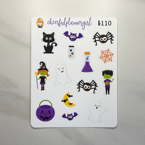 Halloween Deco Planner Stickers Fall Bats Witches Ghosts Spiders