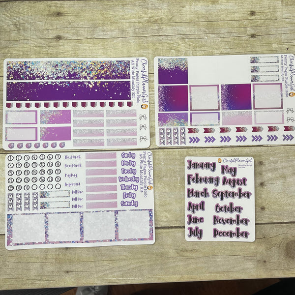 Purple Holo Monthly Layout Kit for Penny Pages A5 Wide Planners