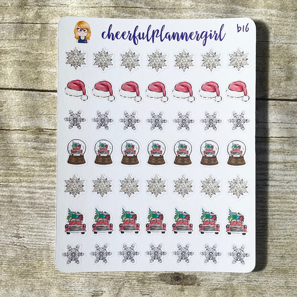 Christmas Deco Truck Snowflake Santa Hat Planner Stickers
