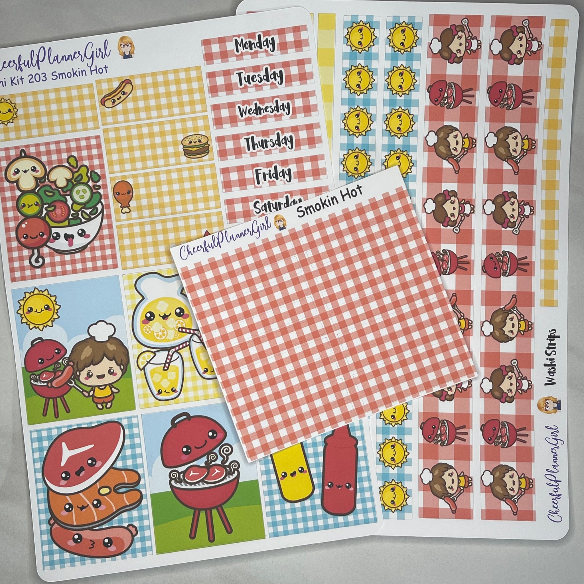 Smokin Hot Mini Kit Weekly Layout Planner Stickers BBQ Summer Grill