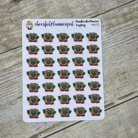 It's Pay Day Moonboo the Monster Planner Stickers