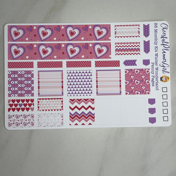 Happy Valentines Monthly Layout Kit for Penny Pages B6 Planner