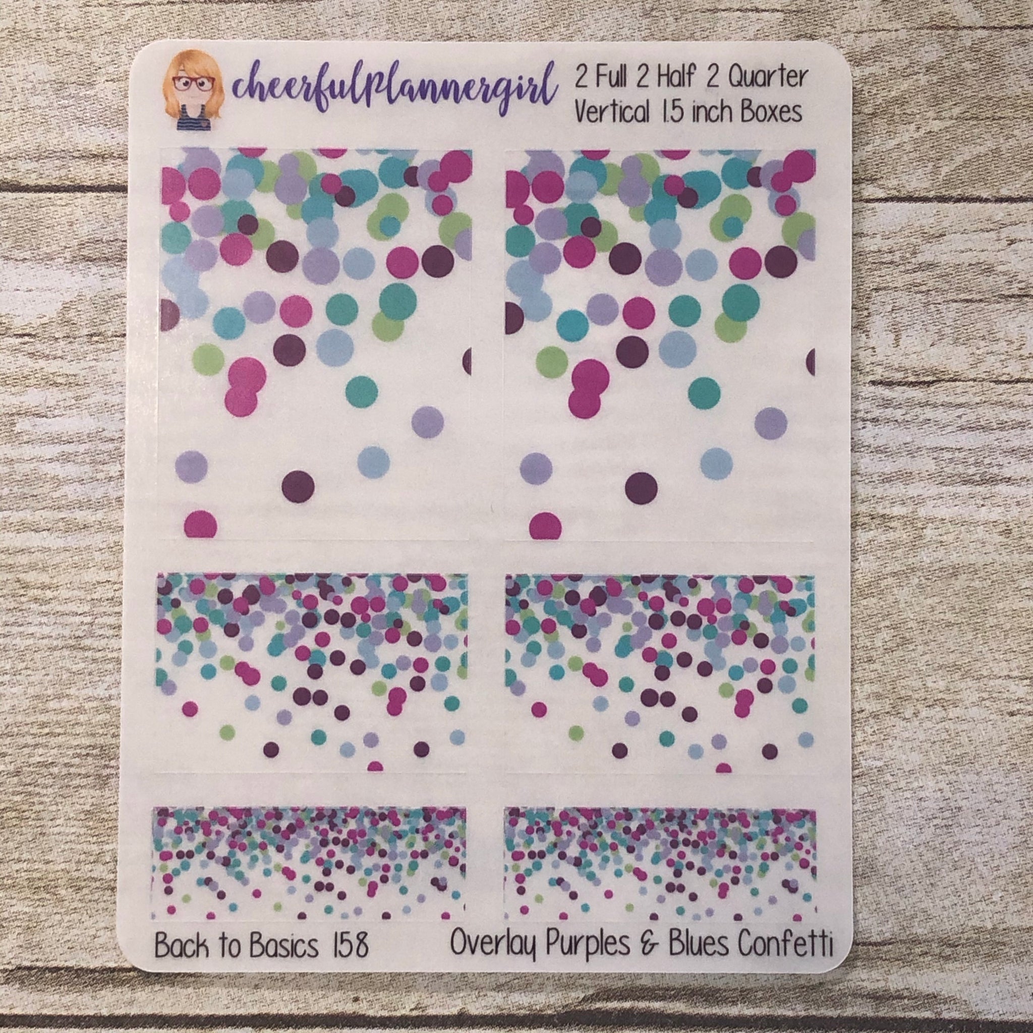 Purples and Blues Confetti Overlay Planner Stickers Back to Basics