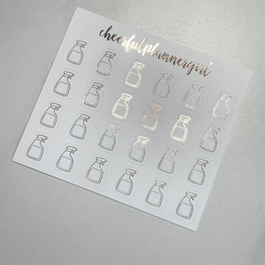 Rose Gold Foiled Spray Cleaner Bottle Planner Stickers Household Chores