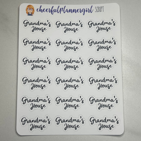 Grandma's House Cursive Script Planner Stickers